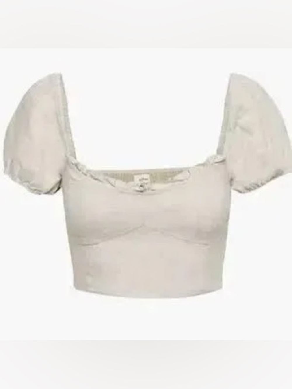 Aritzia Wilfred Wander linen puff short sleeve blouse top 2XS white